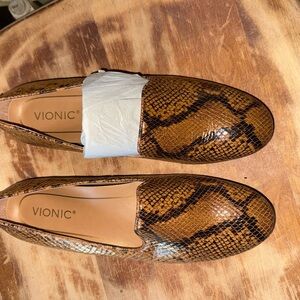Vionic Women's Brown Snake Pattern Loafers